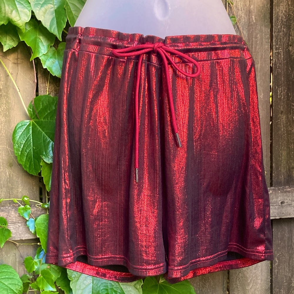 Shane Justin Runway Shimmering Drawstring Short Size 3XL Semi Sheer